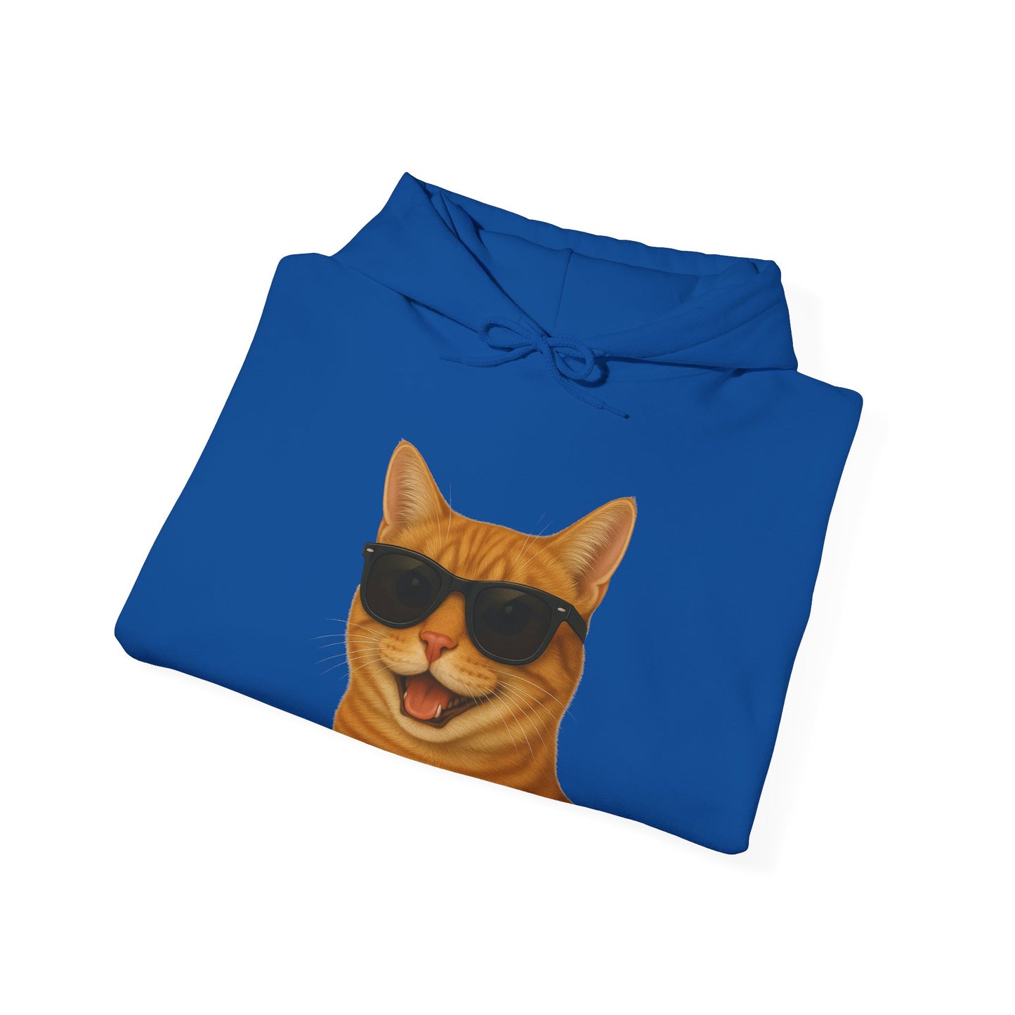 Orange Tabby Cat Wearing Sunglasses - Adult Hoodie