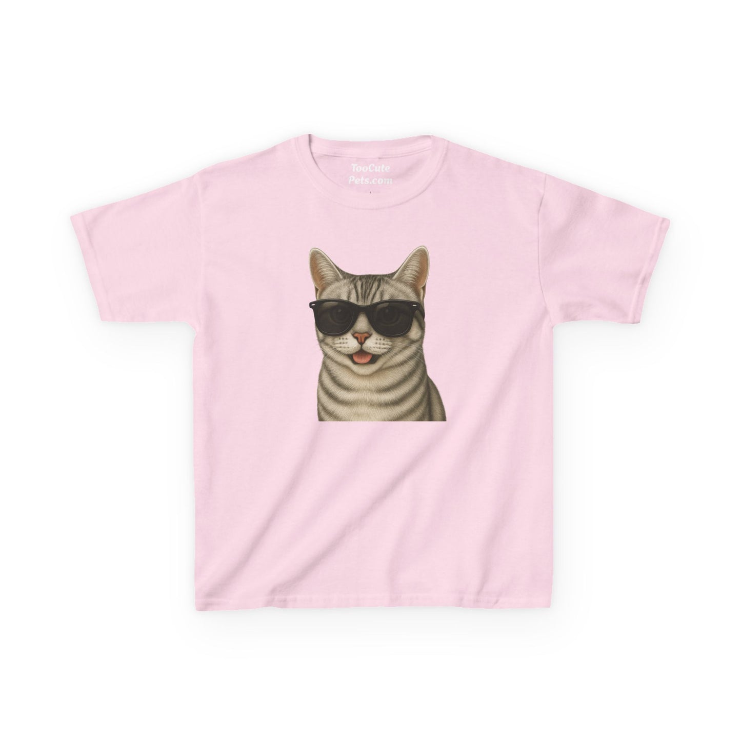 American Shorthair Silver Tabby Cat Wearing Sunglasses - Kids Tee