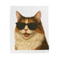 Calico Cat Wearing Sunglasses - Sherpa Blanket