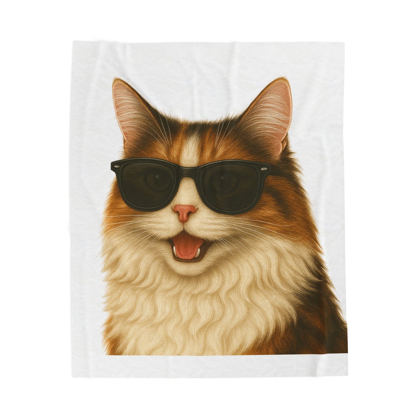 Calico Cat Wearing Sunglasses - Sherpa Blanket