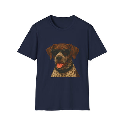 German Shorthaired Pointer Wearing Sunglasses - Adult T-Shirt