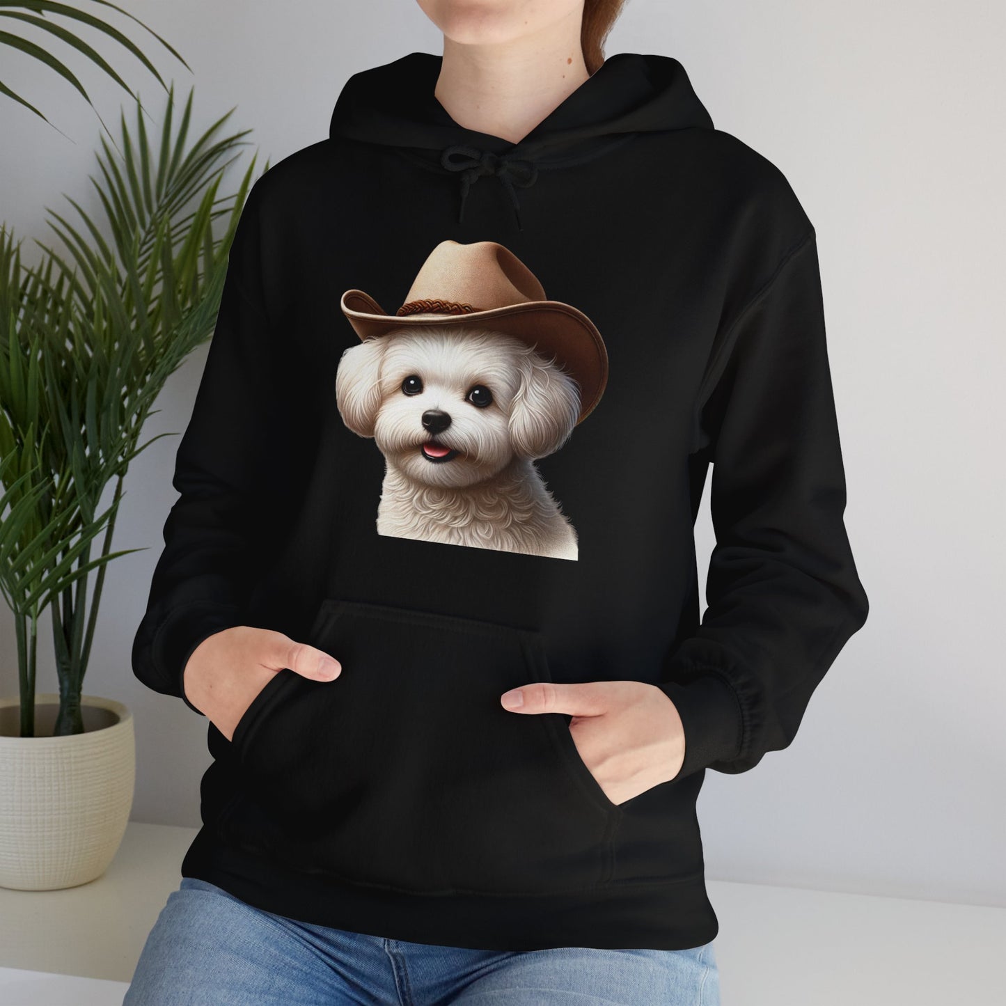 Cute Maltese Wearing A Cowgirl Hat - Adult Hoodie - Too Cute Pets