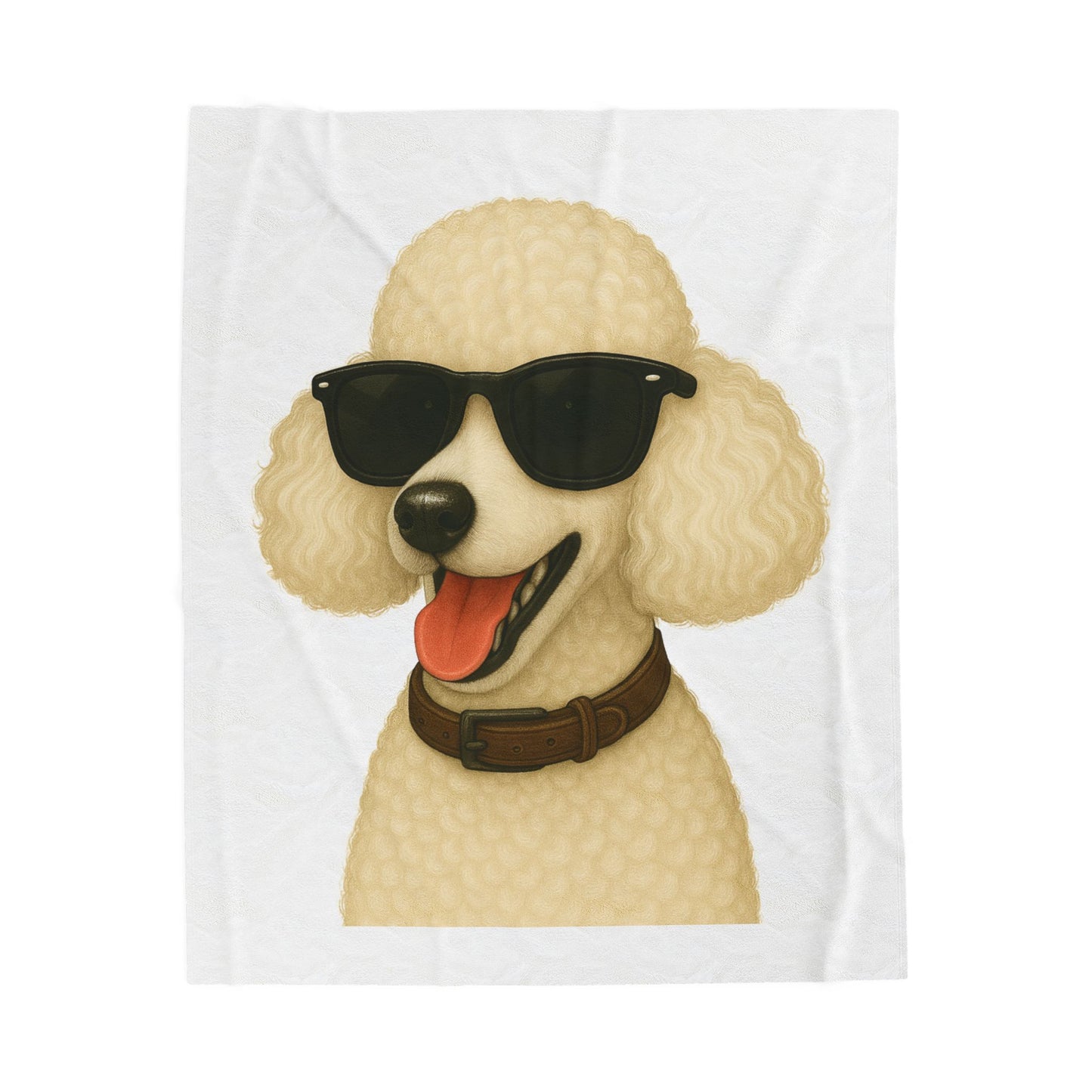 White Poodle Wearing Sunglasses - Sherpa Blanket