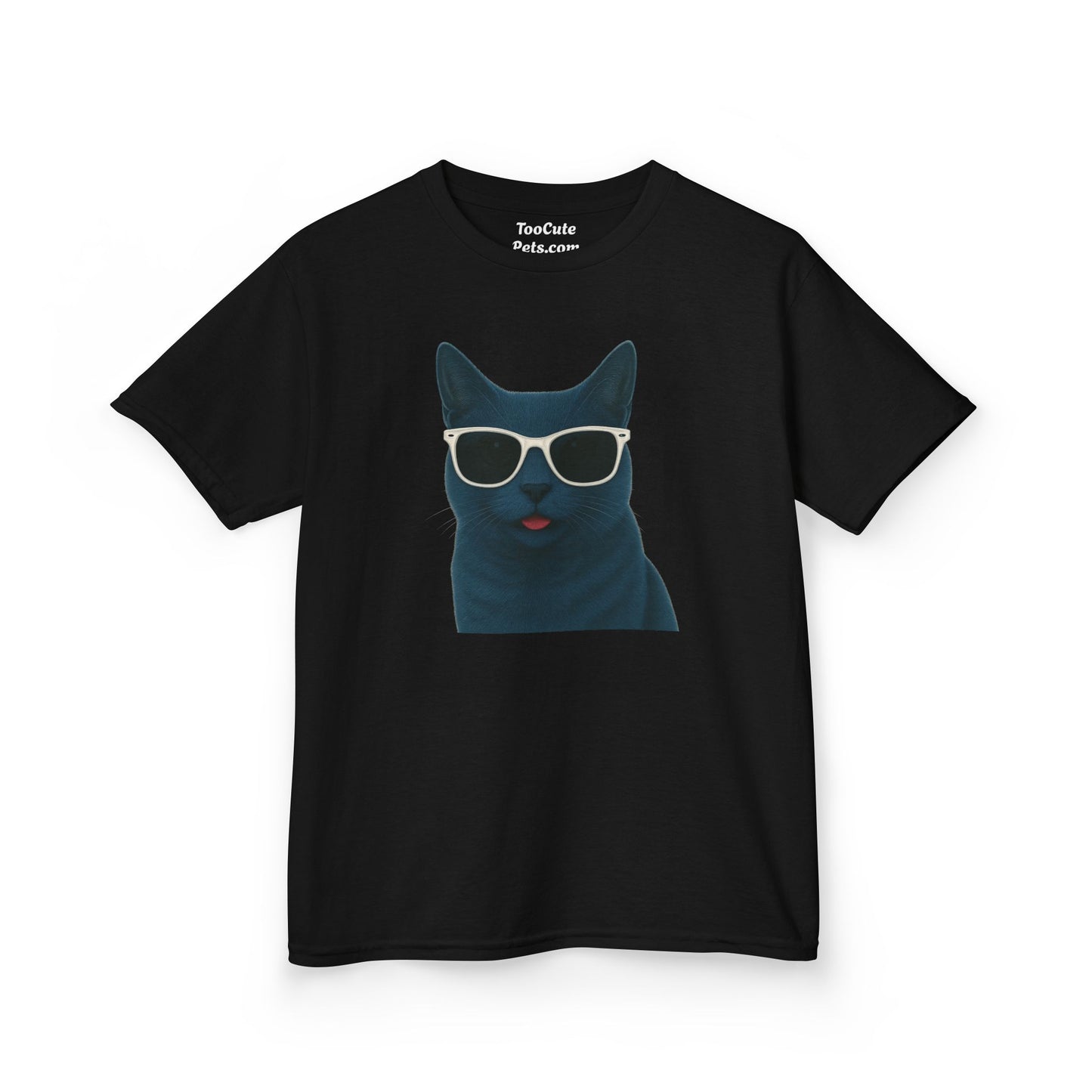 Russian Blue Cat Wearing Sunglasses Kids Tee