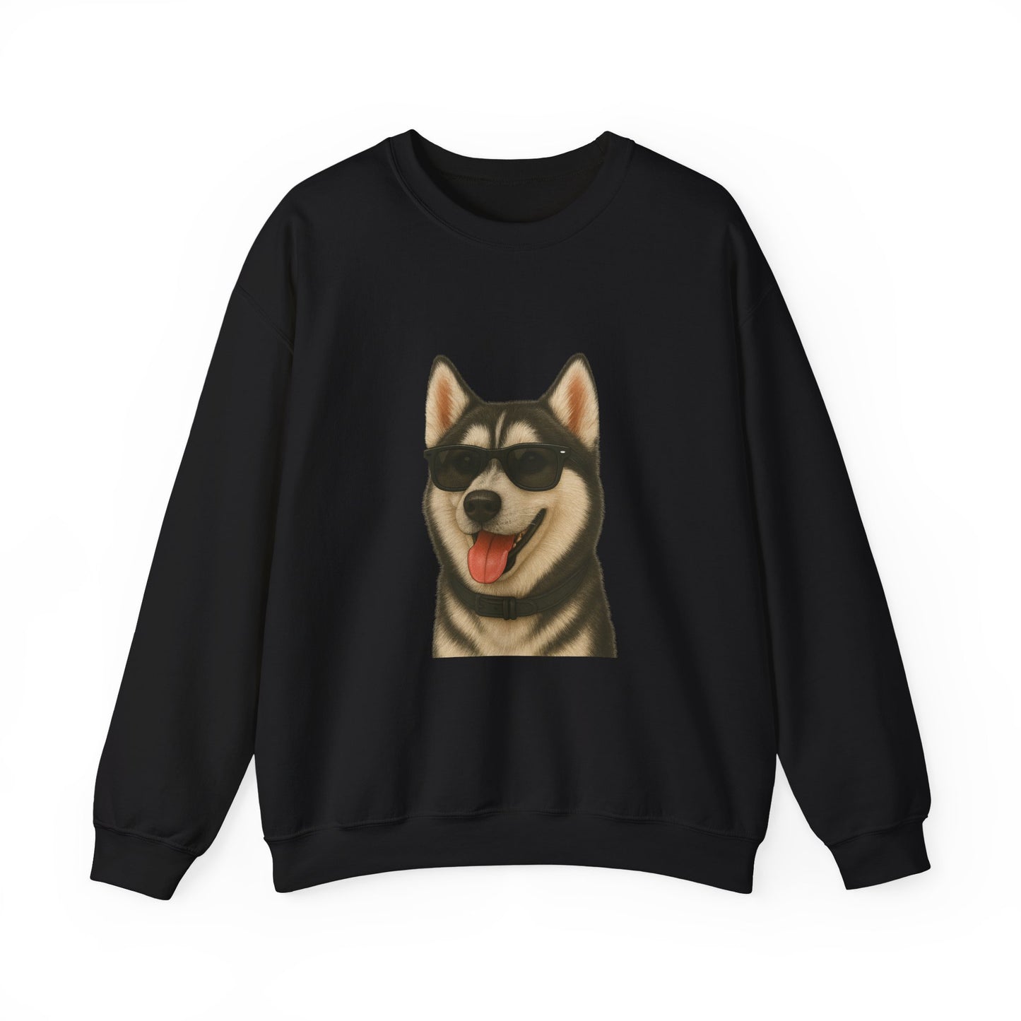 Siberian Husky Wearing Sunglasses - Adult Crewneck Sweatshirt