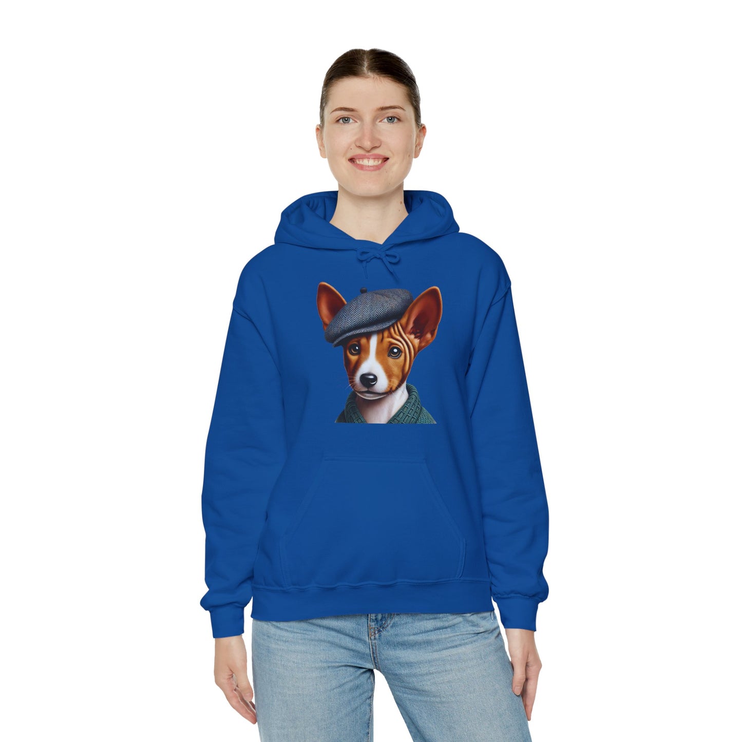 Cute Basenji Pup Wearing A Tweed Flat Cap - Adult Hoodie - Too Cute Pets