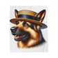 German Shepherd Wearing a Boater Hat - Sherpa Blanket