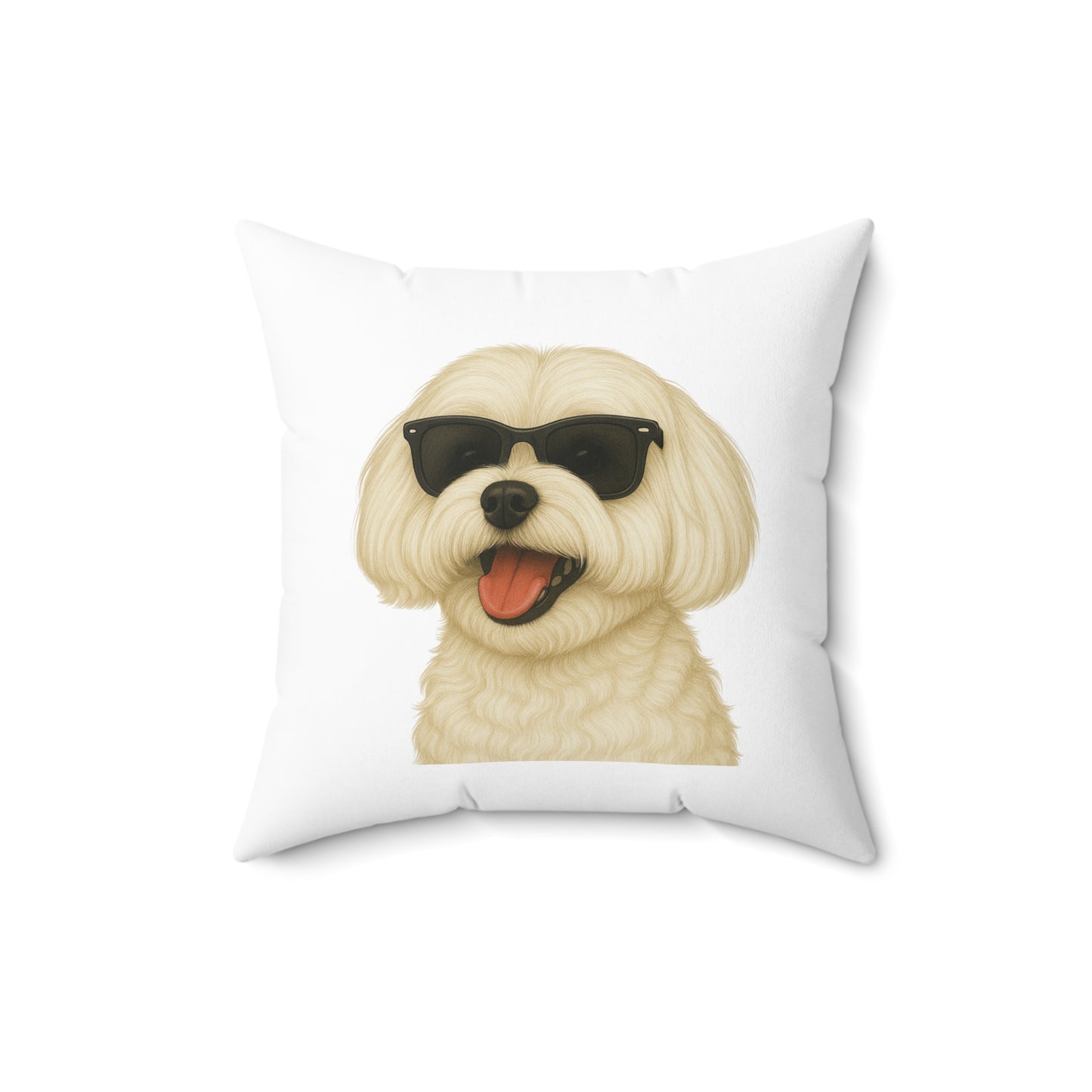 Maltese Wearing Sunglasses - Throw Pillow