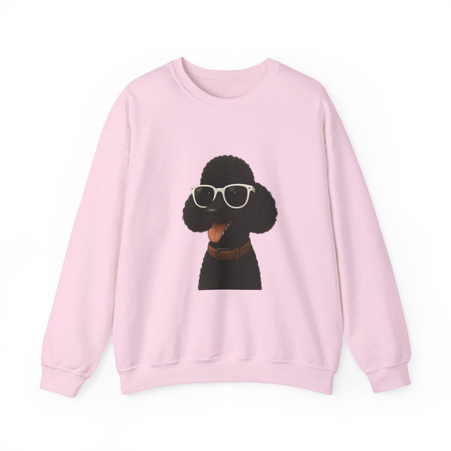 Black Poodle Wearing Sunglasses - Adult Crewneck Sweatshirt