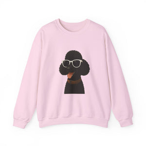 Black Poodle Wearing Sunglasses - Adult Crewneck Sweatshirt
