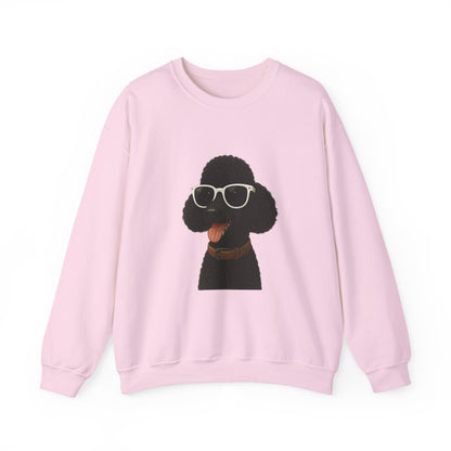 Black Poodle Wearing Sunglasses - Adult Crewneck Sweatshirt