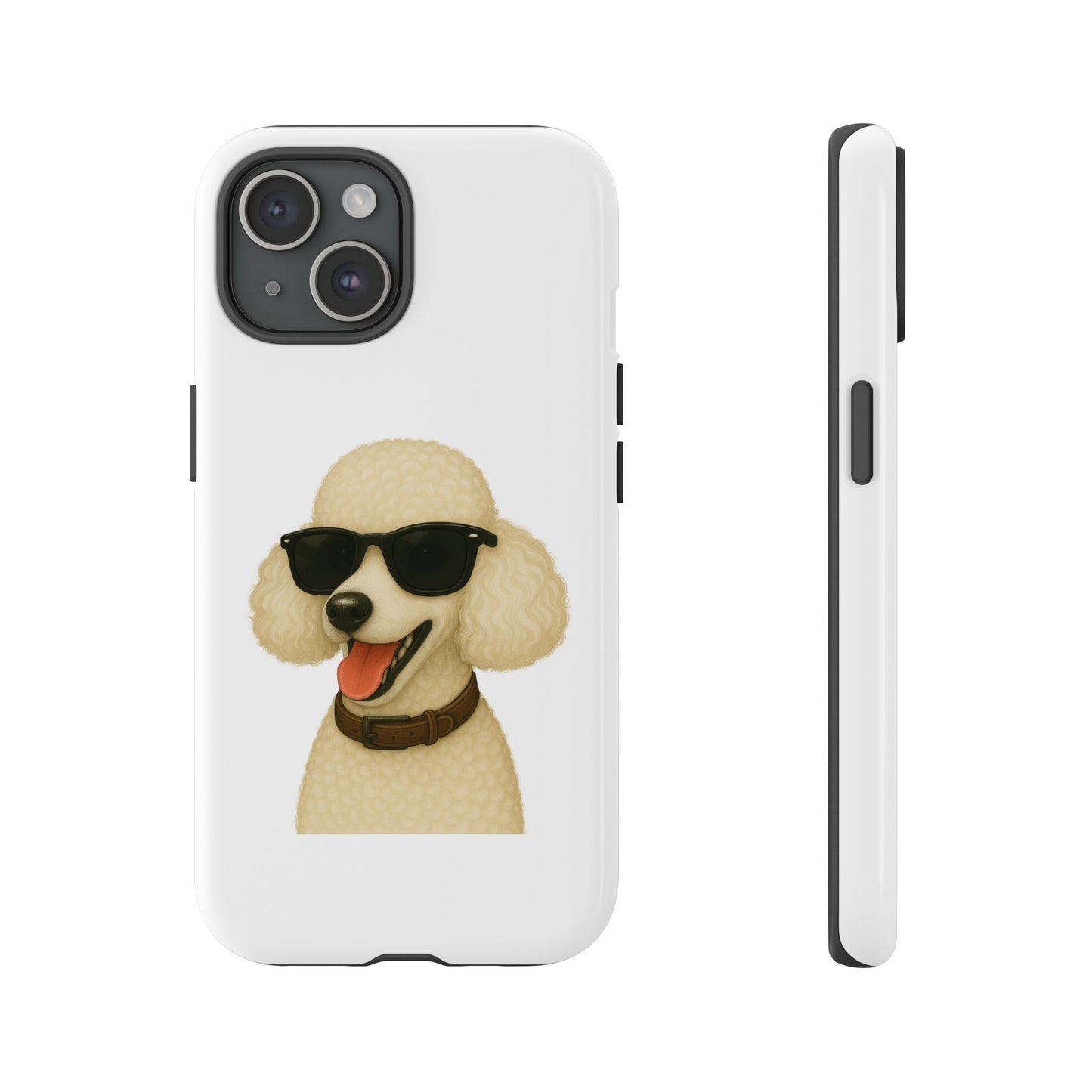 White Poodle Wearing Sunglasses - Tough Phone Case