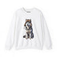 Husky in Fur Trappers Hat - Adult Crewneck Sweatshirt - Too Cute Pets
