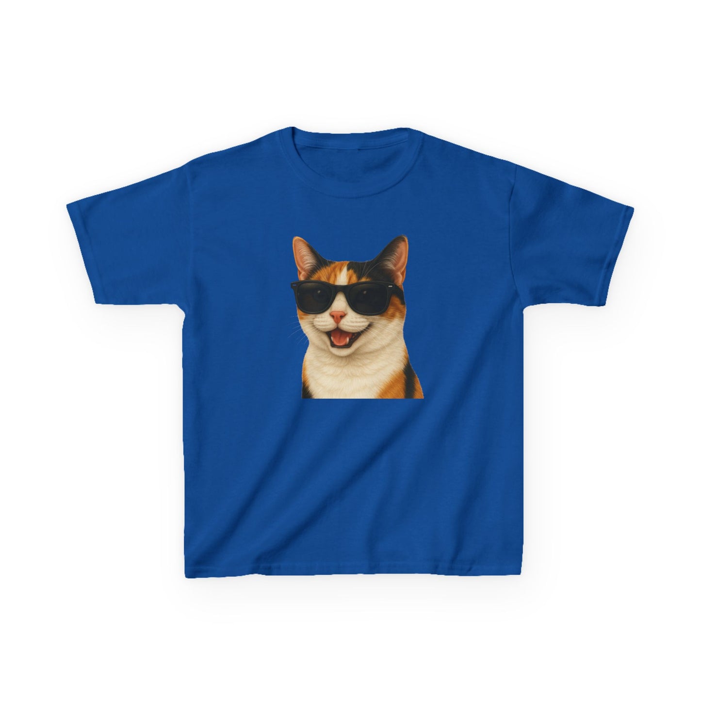 Calico Shorthair Cat Wearing Sunglasses Kids Tee