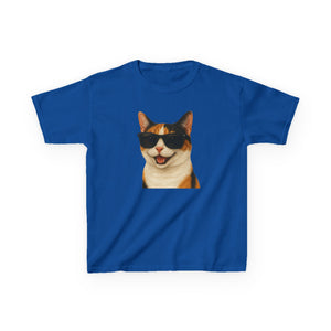 Calico Shorthair Cat Wearing Sunglasses Kids Tee
