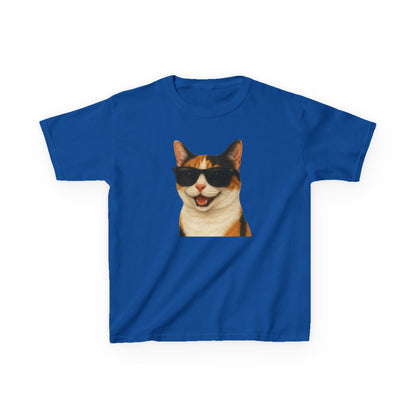 Calico Shorthair Cat Wearing Sunglasses Kids Tee