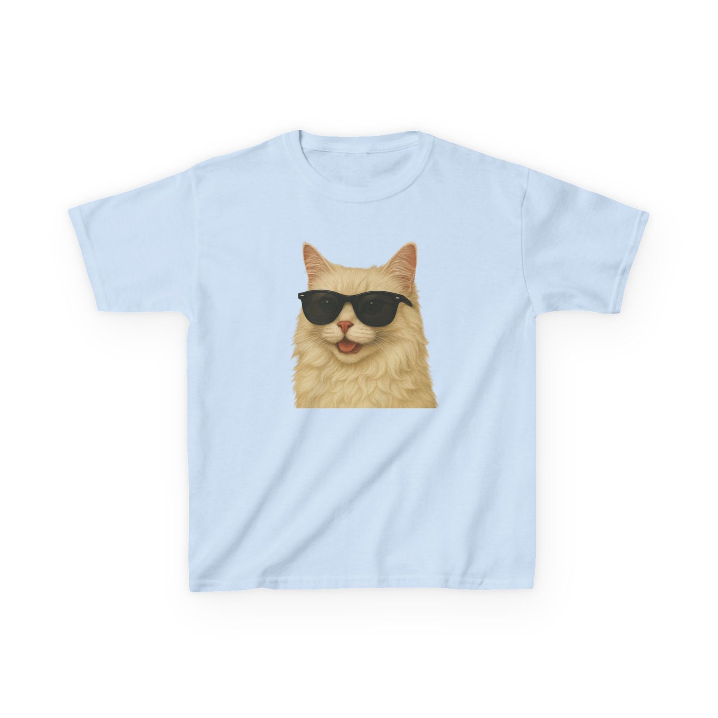 Cream Longhair Cat Wearing Sunglasses Kids Tee