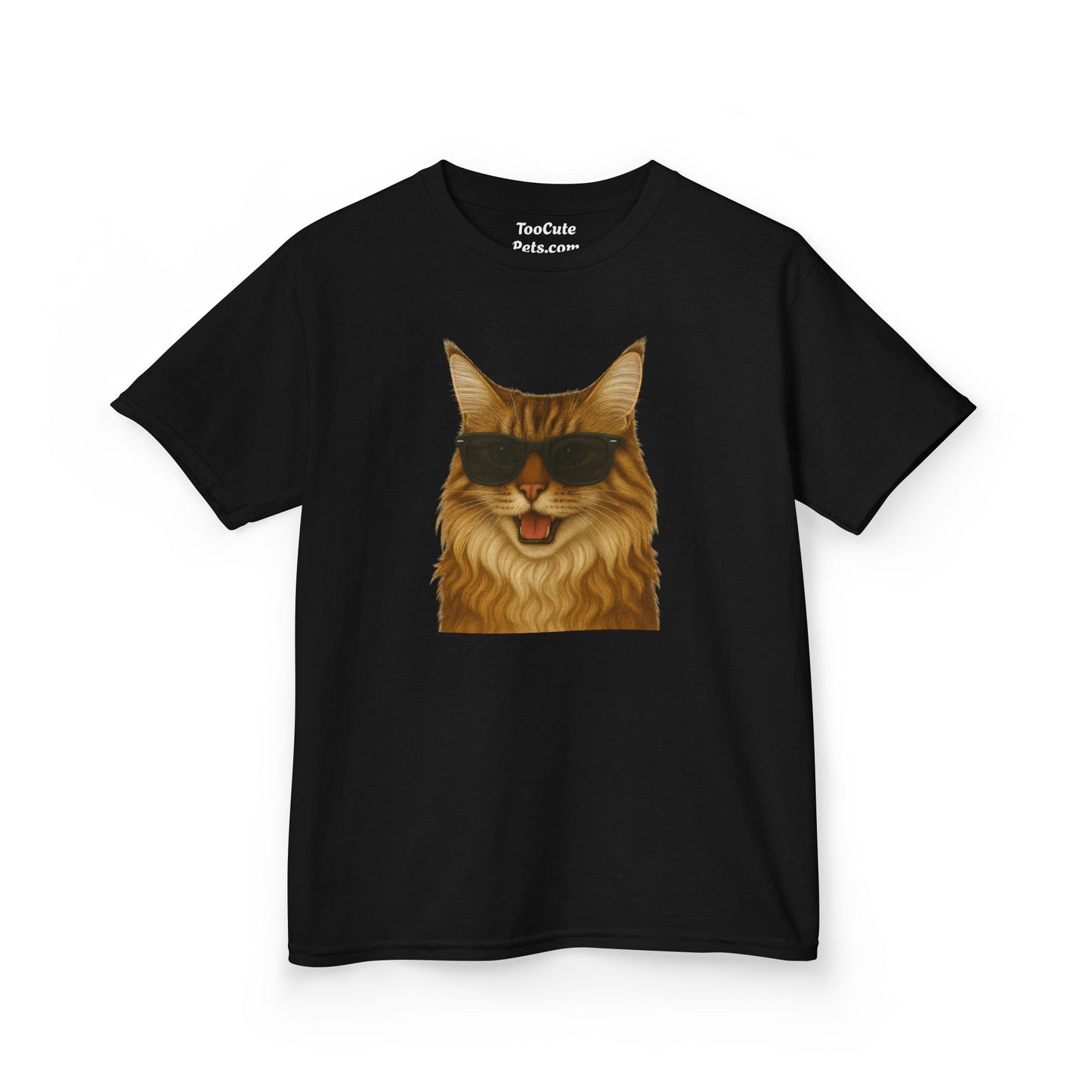 Maine Coon Cat Wearing Sunglasses Kids Tee