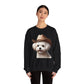 Cute Maltese Wearing A Cowgirl Hat- Adult Crewneck Sweatshirt - Too Cute Pets