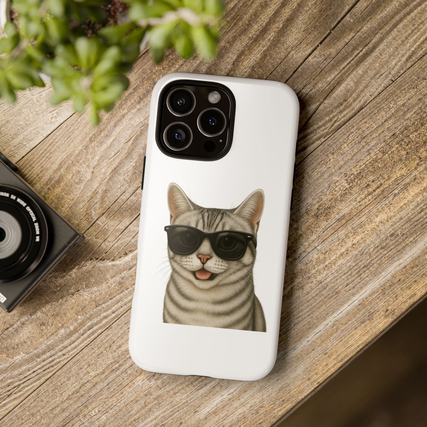 American Shorthair Silver Tabby Wearing Sunglasses - Tough Phone Case