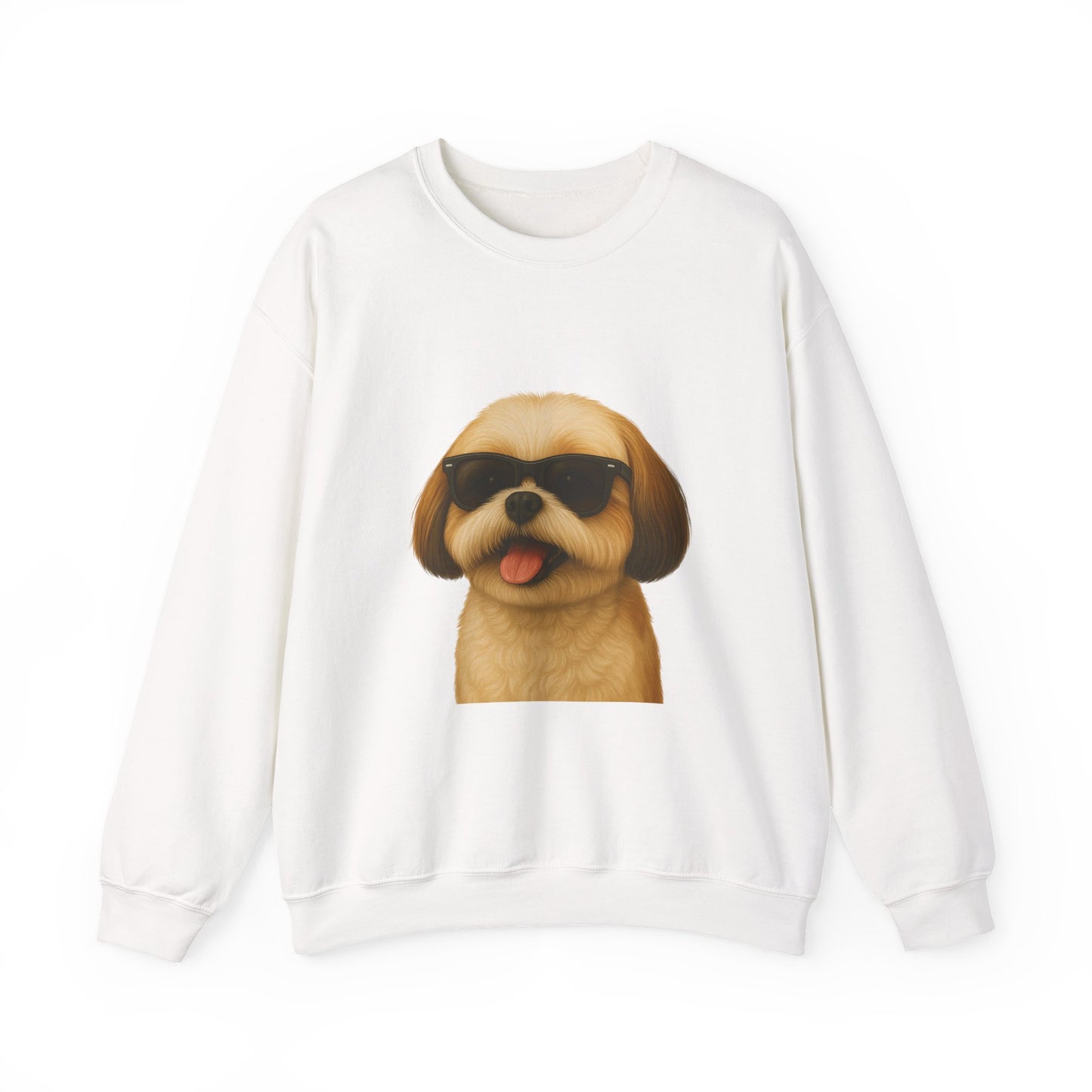 Shih Tzu Wearing Sunglasses - Adult Crewneck Sweatshirt