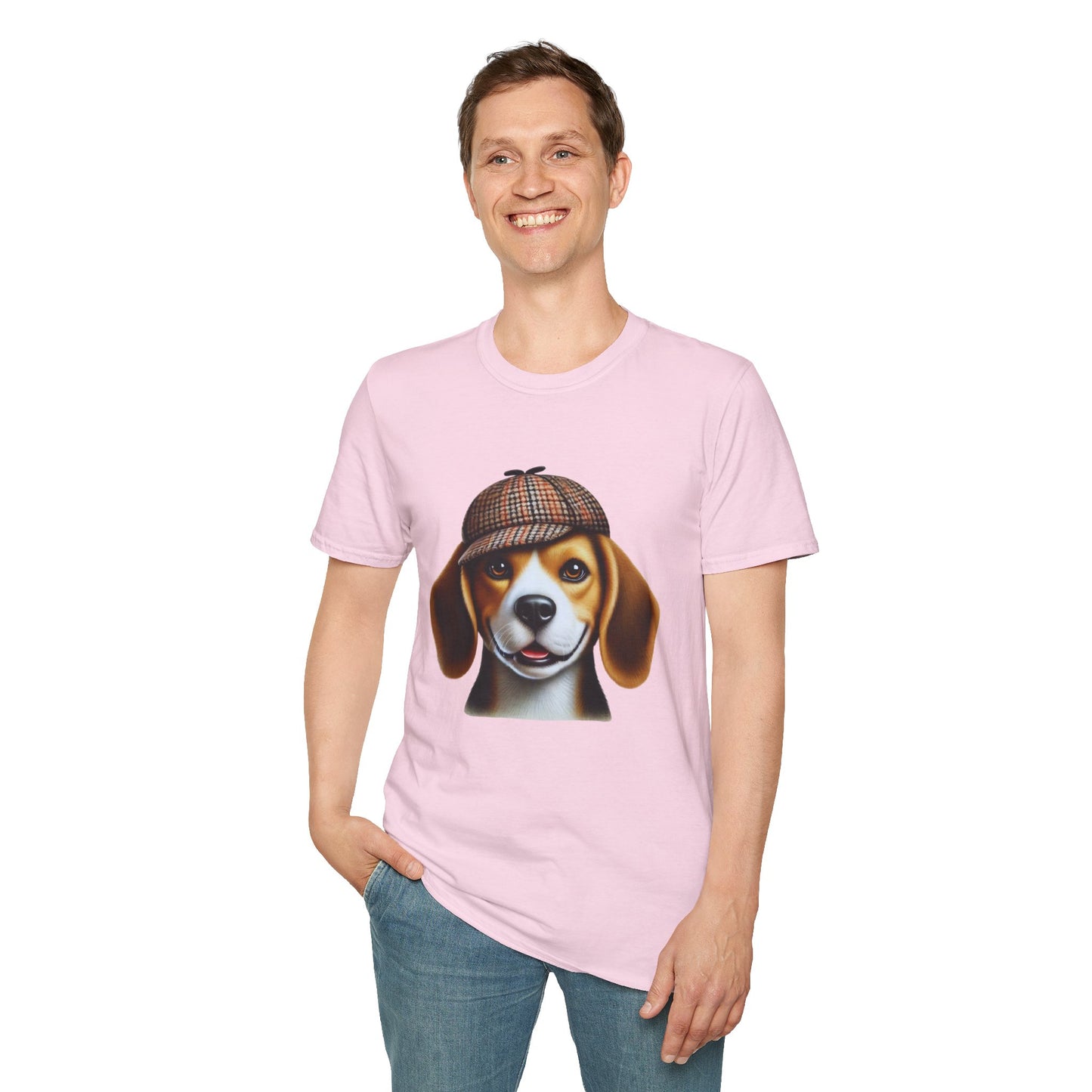 Smiling Beagle Wearing A Deerstalker Hat - Adult T-Shirt - Too Cute Pets