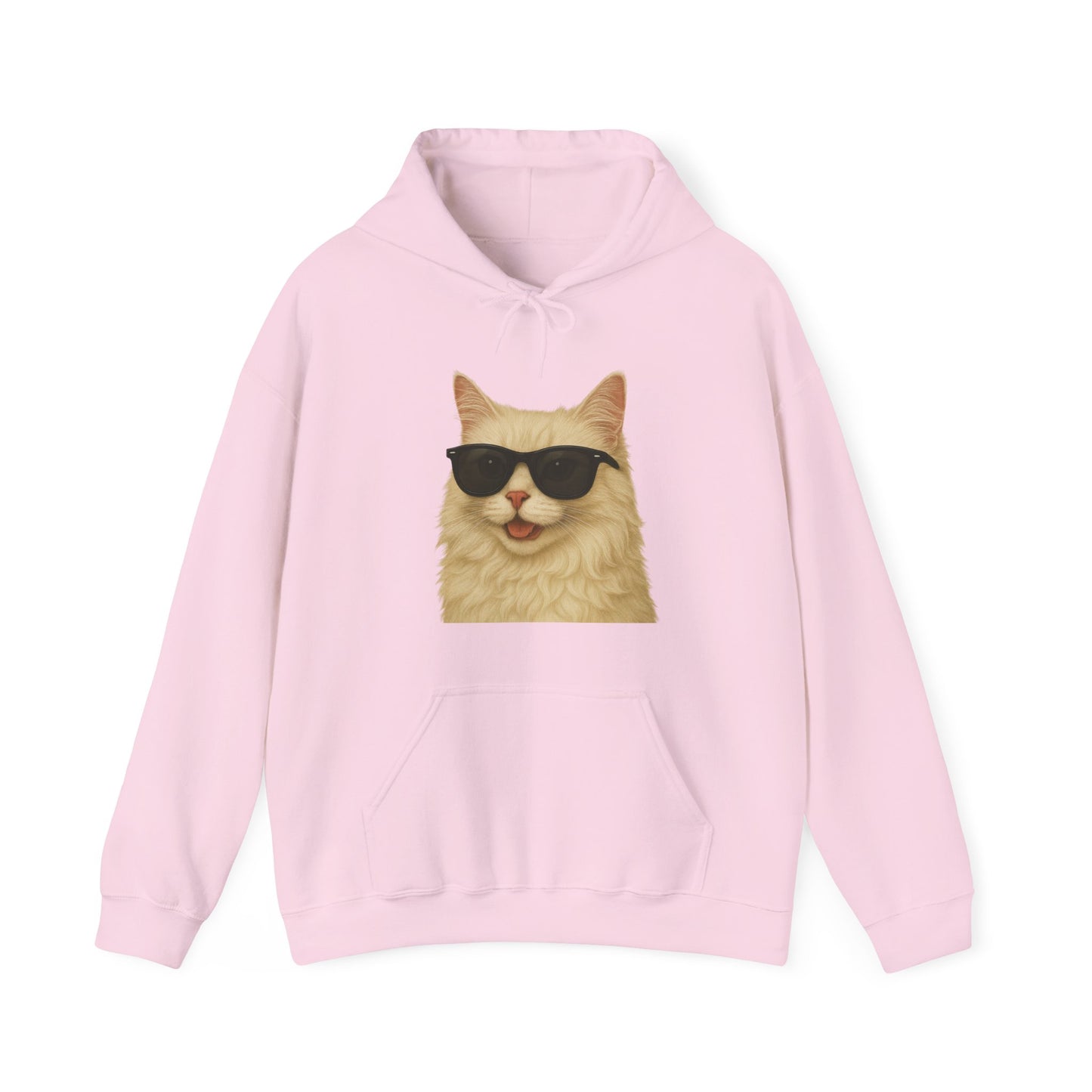 Cream Longhair Cat Wearing Sunglasses - Adult Hoodie