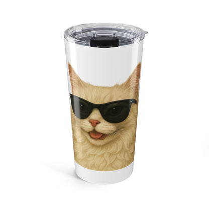 Cream Longhair Cat Wearing Sunglasses - 20oz Tumbler