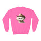 Maltese Wearing Cowboy Hat Youth Crewneck Sweatshirt - Too Cute Pets