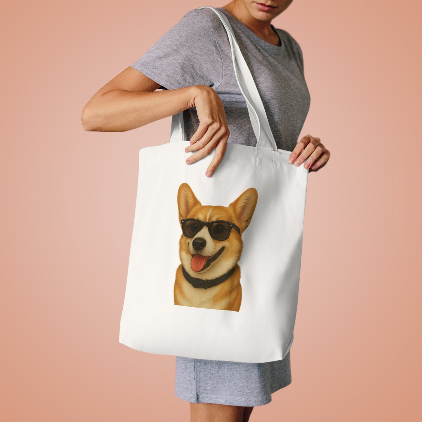 Corgi Wearing Sunglasses Cotton Tote Bag