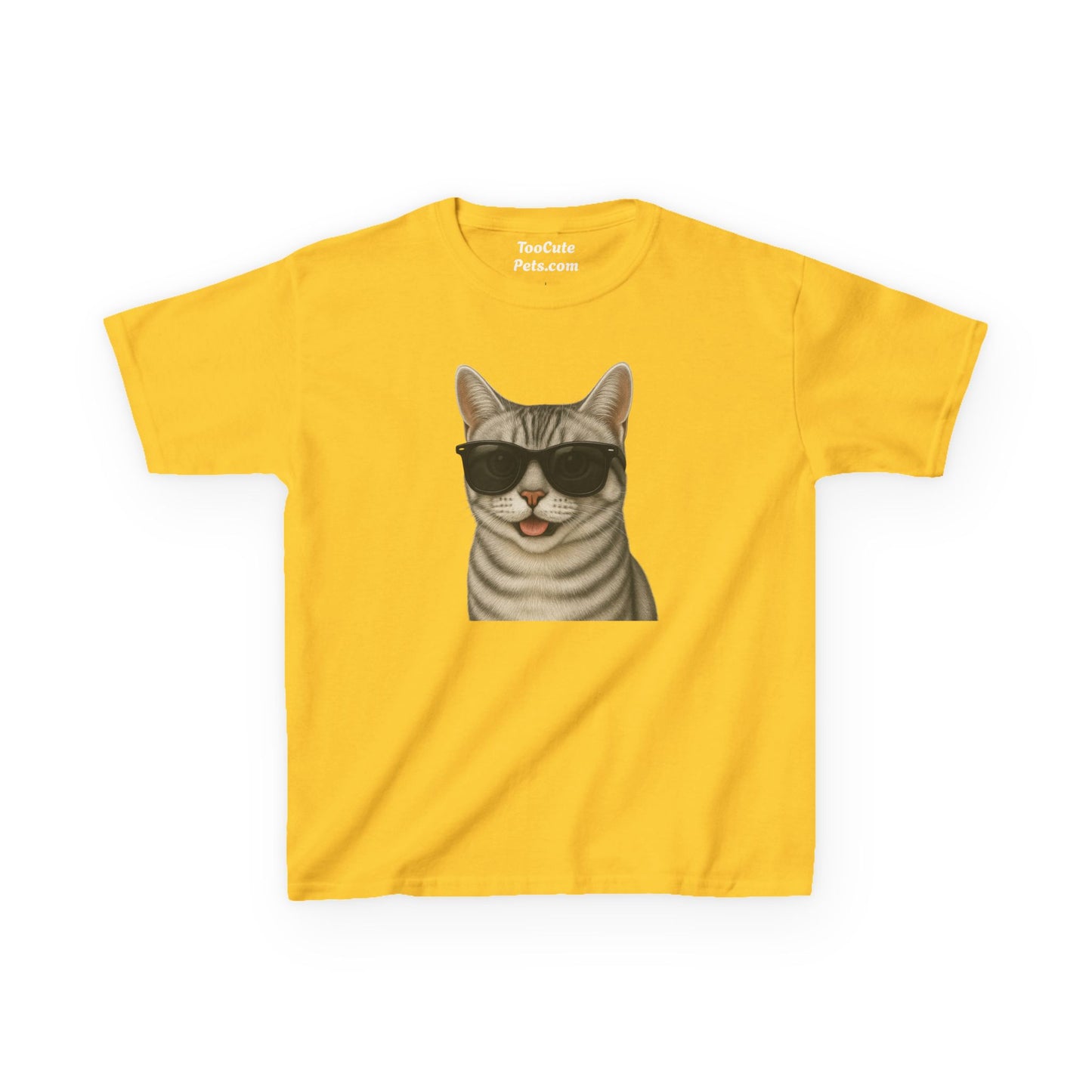 American Shorthair Silver Tabby Cat Wearing Sunglasses - Kids Tee