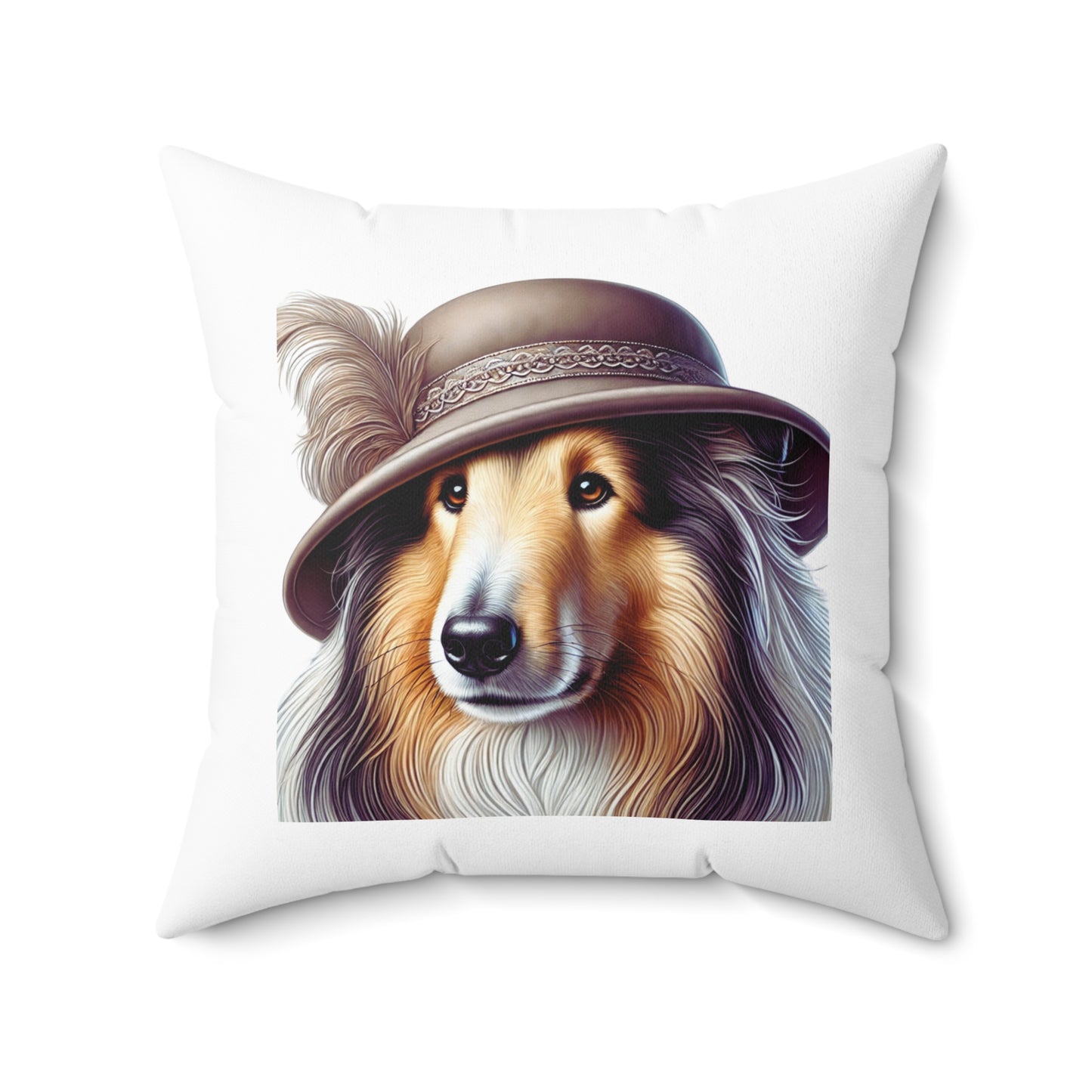 Collie Wearing a Cloche Hat - Throw Pillow