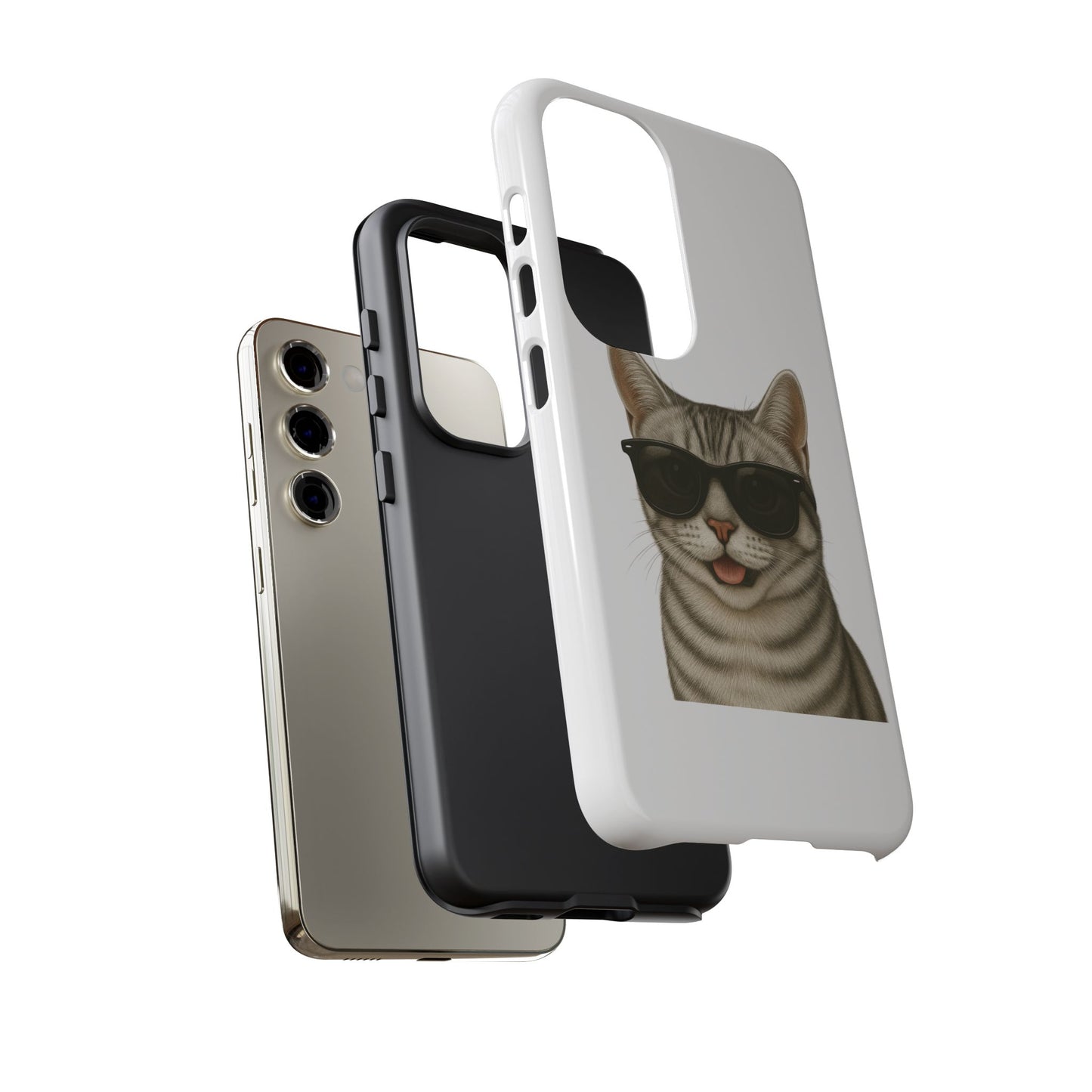 American Shorthair Silver Tabby Wearing Sunglasses - Tough Phone Case