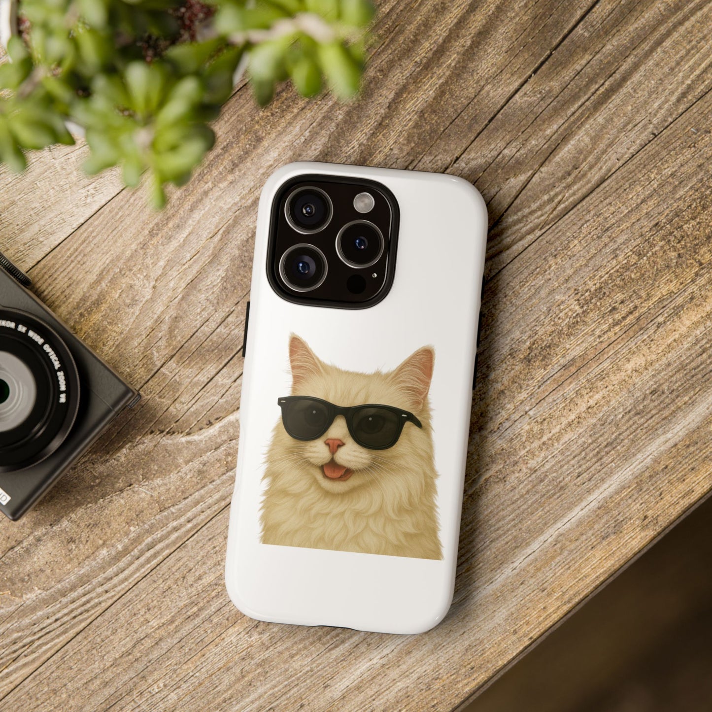 Cream Longhair Cat Wearing Sunglasses - Tough Phone Case