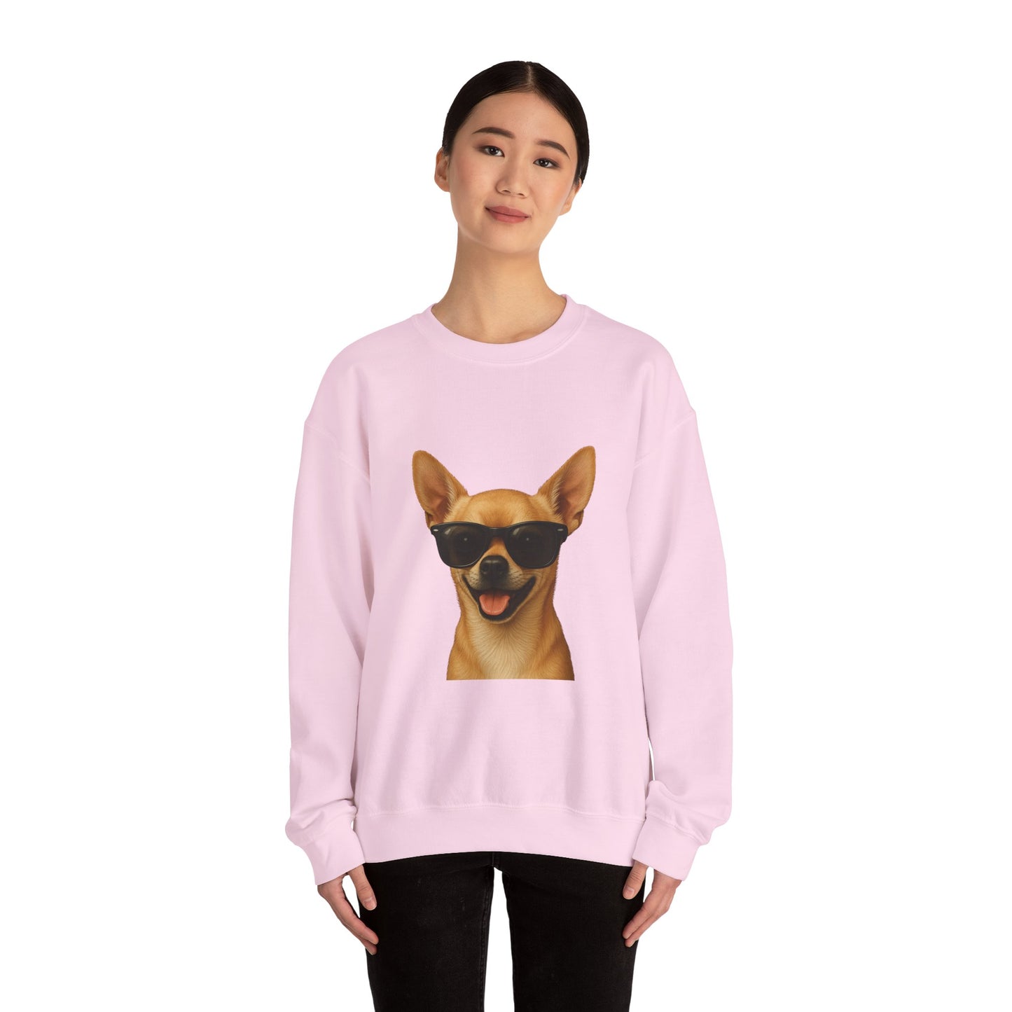 Chihuahua Wearing Sunglasses - Adult Crewneck Sweatshirt