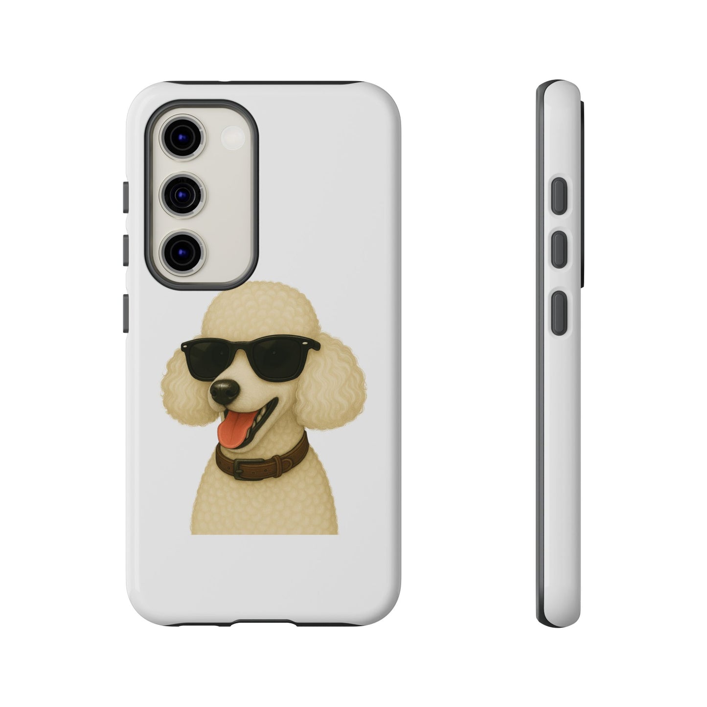 White Poodle Wearing Sunglasses - Tough Phone Case