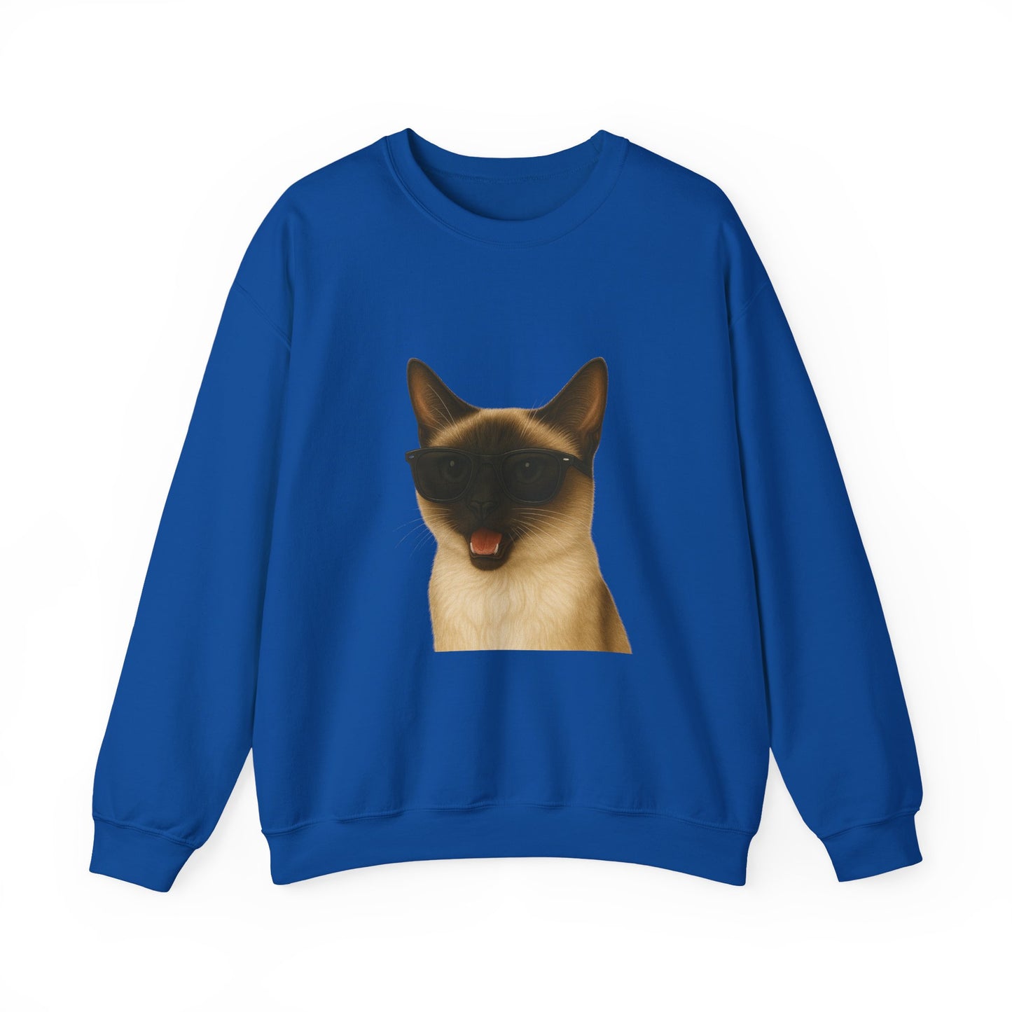 Siamese Cat Wearing Sunglasses - Adult Crewneck Sweatshirt