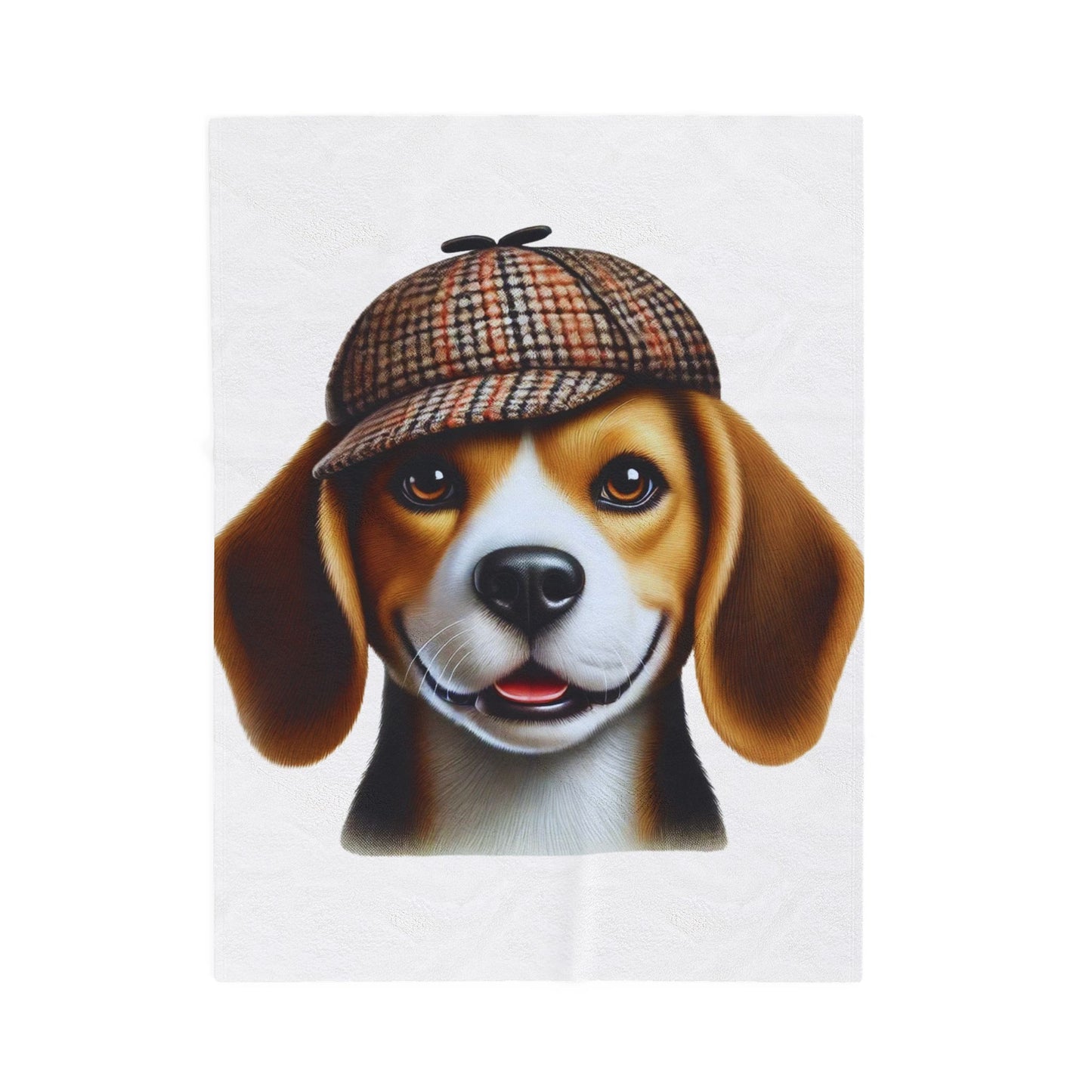 Beagle Wearing a Deerstalker Hat - Sherpa Blanket
