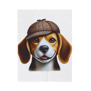Beagle Wearing a Deerstalker Hat - Sherpa Blanket