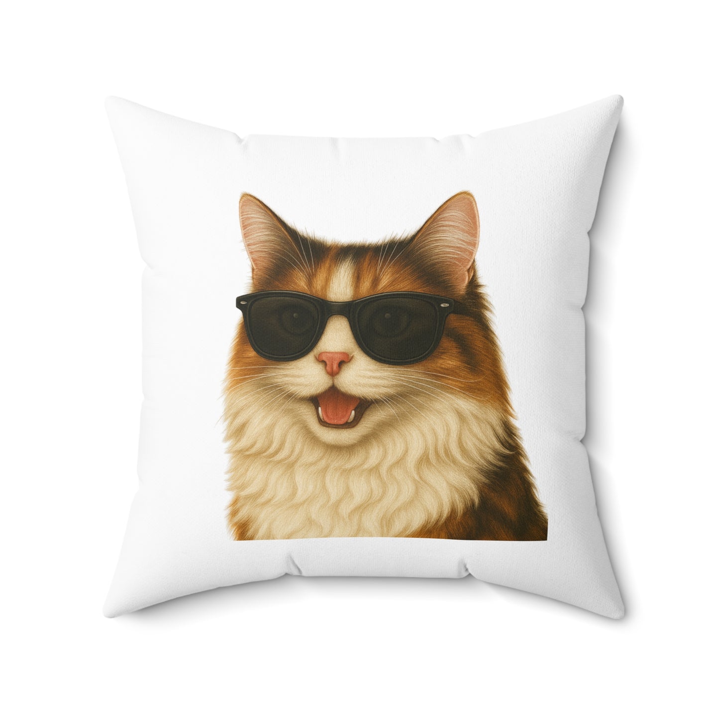 Calico Cat Wearing Sunglasses - Throw Pillow