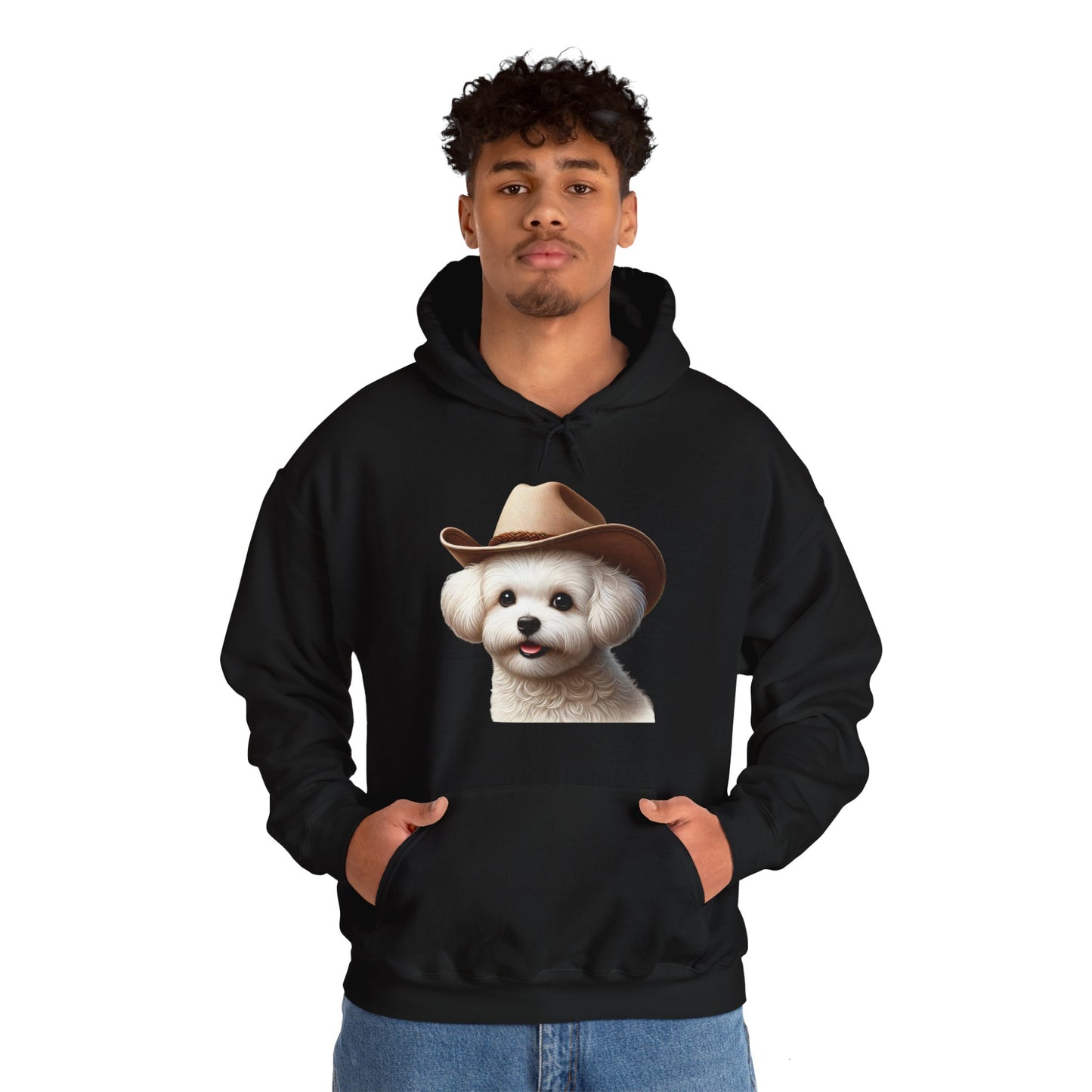 Cute Maltese Wearing A Cowgirl Hat - Adult Hoodie - Too Cute Pets