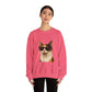 Calico Shorthair Cat Wearing Sunglasses - Adult Crewneck Sweatshirt
