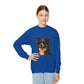 Australian Shepherd Dog Portrait Youth Crewneck Sweatshirt with Sunglasses Design