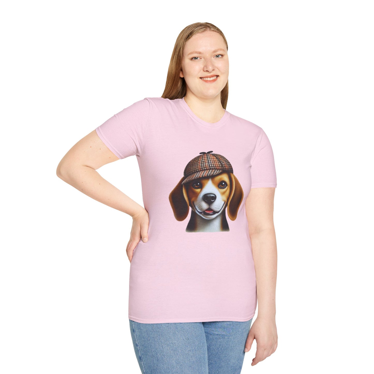 Smiling Beagle Wearing A Deerstalker Hat - Adult T-Shirt - Too Cute Pets