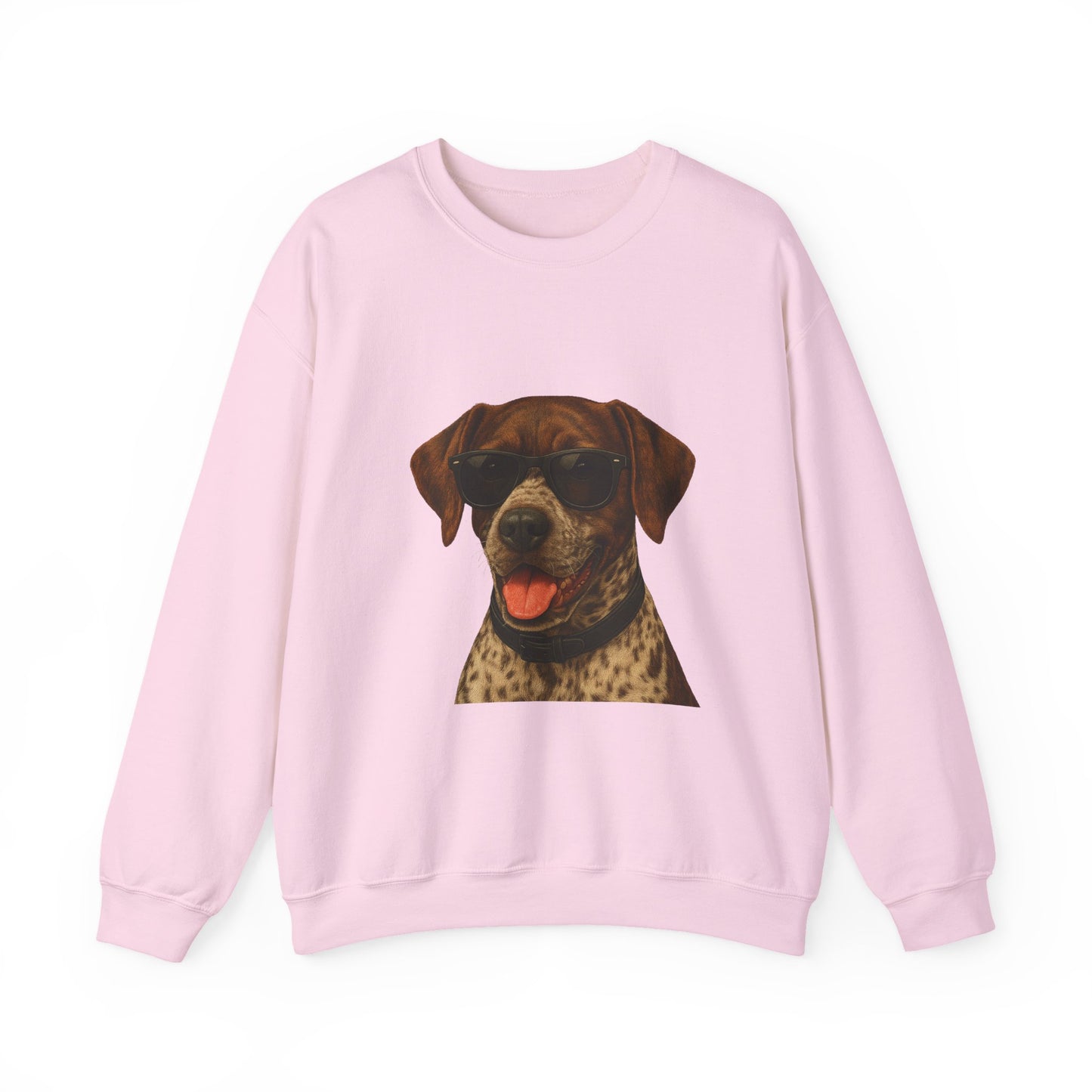 German Shorthaired Pointer Wearing Sunglasses - Adult Crewneck Sweatshirt