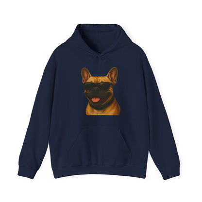 French Bulldog Wearing Sunglasses - Adult Hoodie