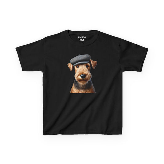 Airedale Terrier Wearing Tweed Flat Cap Youth T-Shirt  - Too Cute Pets