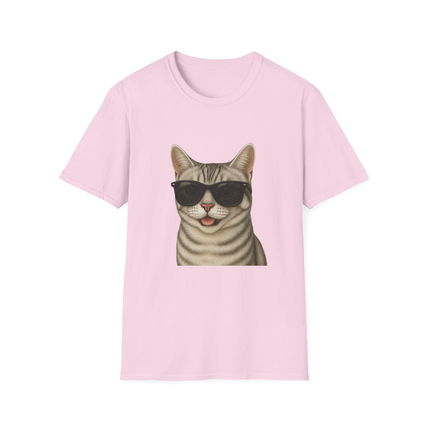 American Shorthair Silver Tabby Wearing Sunglasses - Adult T-Shirt