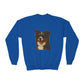 Australian Shepherd Dog Portrait Youth Crewneck Sweatshirt with Sunglasses Design