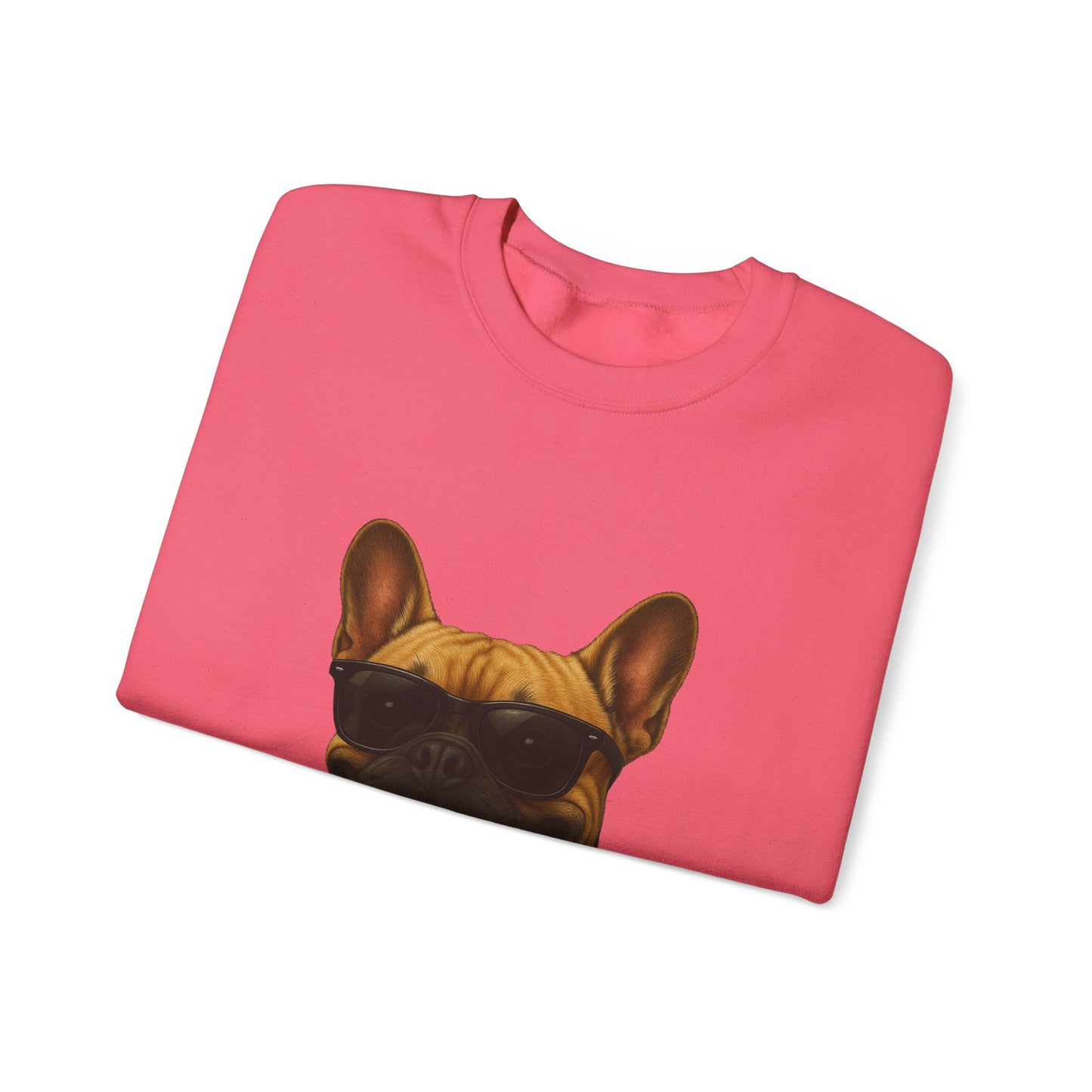 French Bulldog Wearing Sunglasses - Adult Crewneck Sweatshirt